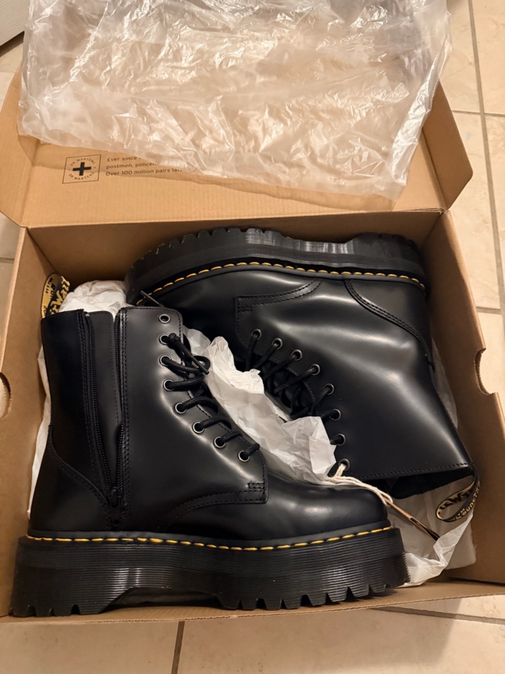 Dr Martens Jadon Black Platform boots Size 10 Women’s